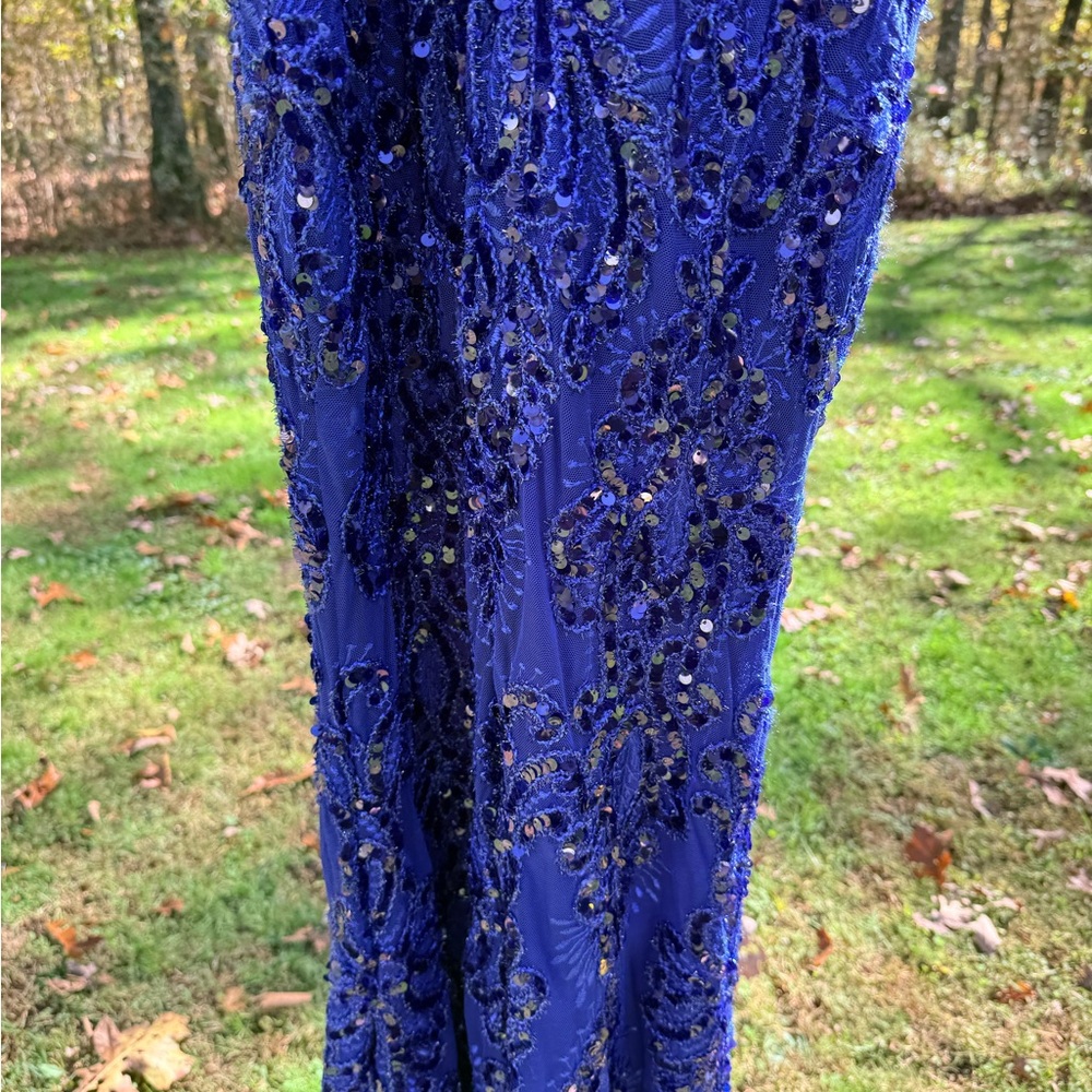 Betsy & Adam Royal Blue Beaded Prom Dress - Picture 5 of 8